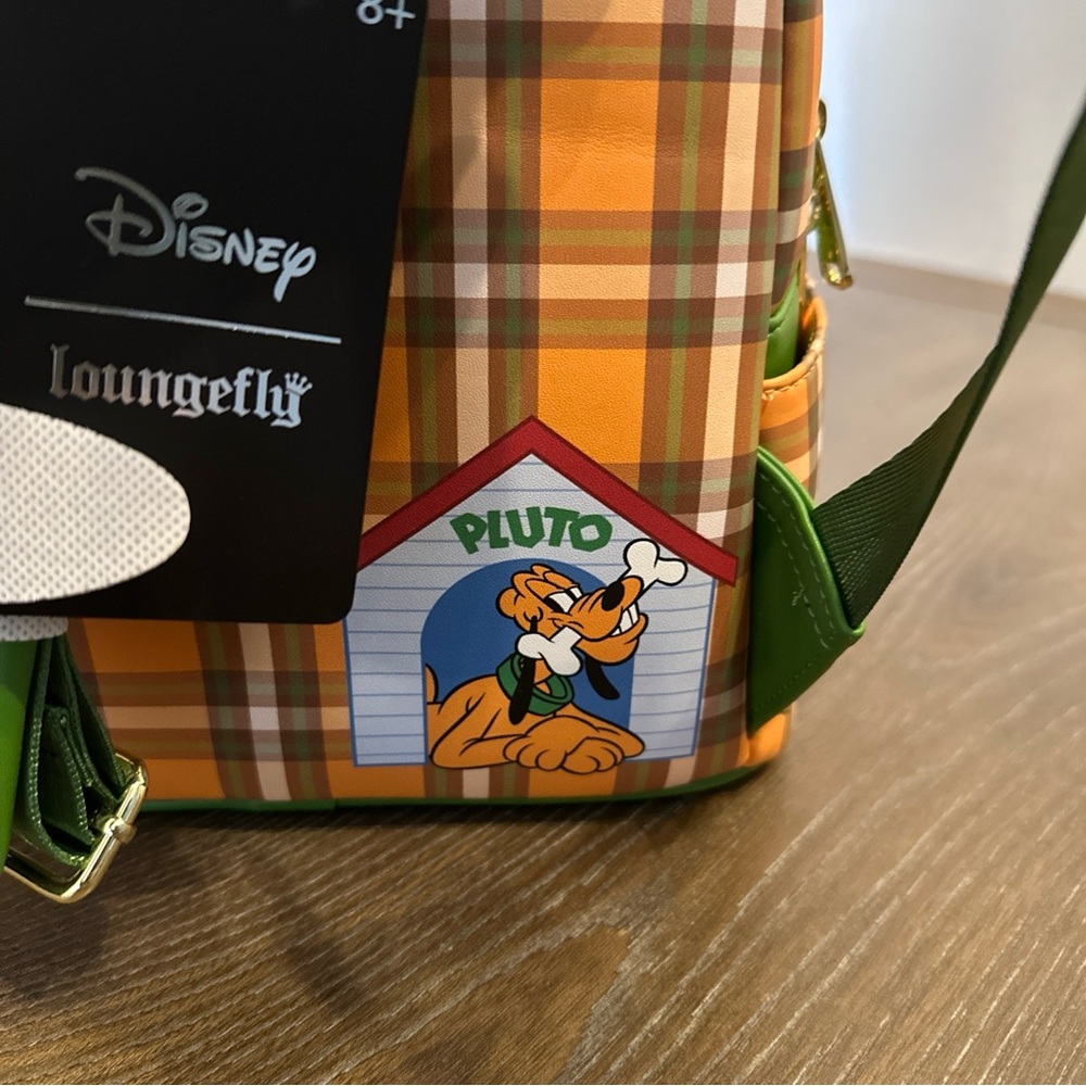 NWT Disney Loungefly Pluto 95th Anniversary Plaid Backpack Moveable Ears Fuzzy - Picture 6 of 10